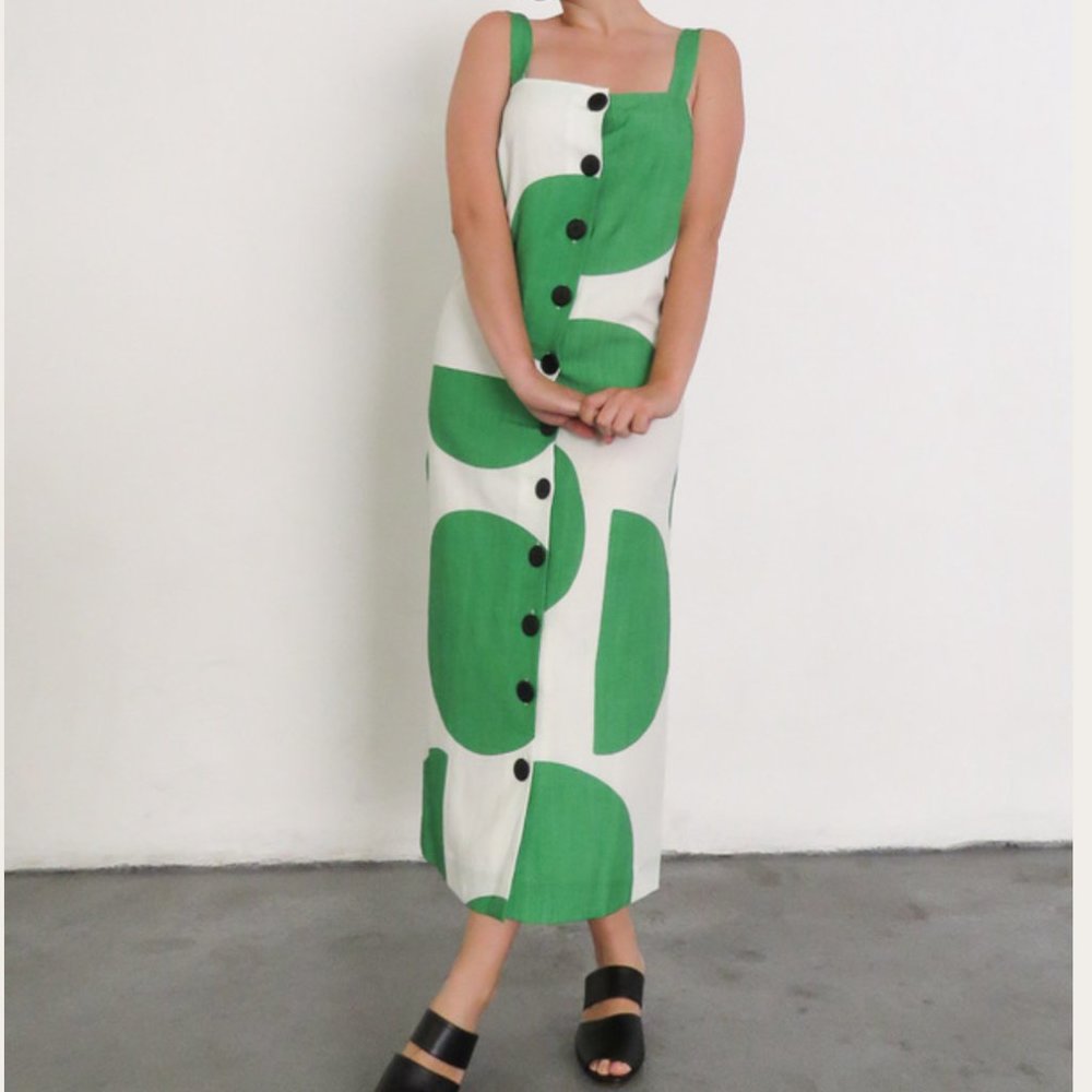 Mara Hoffman Maureen Dress Green White Mod Medium